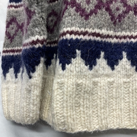 INDIAN WEAVINGS Men’s 100%Wool Chunky Knit Pullover Sweater Size Large hiking - Picture 4 of 5